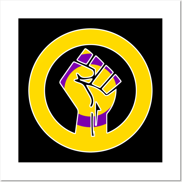 Black Lives Matter Fist Circled LGBTQ Flag Intersex Wall Art by aaallsmiles